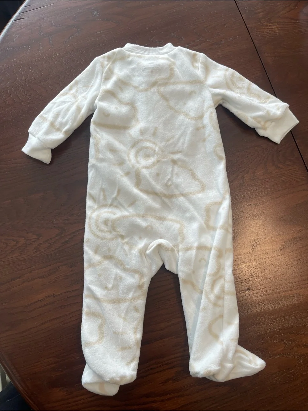 Carter's White Footed One-Piece with Cream Swirl Pattern